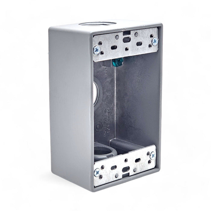 Conversions Technology weatherproof boxes 1 Gang weatherproof Grey box with (3) 3/4" threaded outlets Deep
