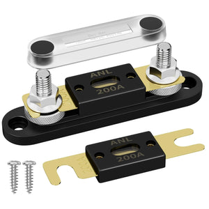 Conversions Tech 48 V / 200A 12V Inline Fuse Block Heavy Duty 200 Amp Mini ANL Fuse Holder Car Audio Marine Truck Assortment Kit Car Fuses Plastic Material