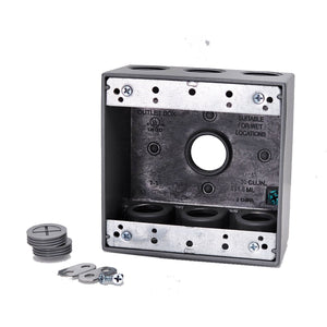 Conversions Technology weatherproof boxes 2 Gang weatherproof Grey box with (7) 3/4" threaded outlets