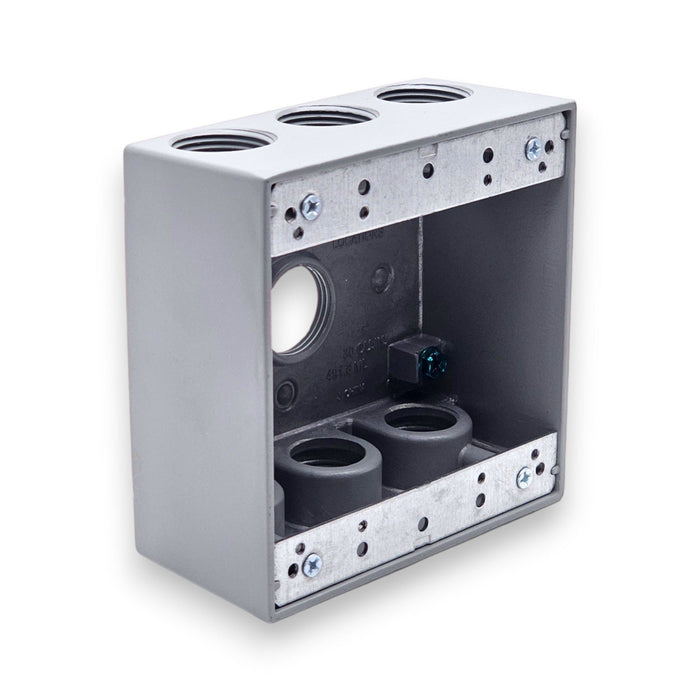 Conversions Technology weatherproof boxes 2 Gang weatherproof Grey box with (7) 3/4" threaded outlets