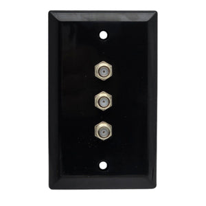 Okta® Wall Plates 3-Port Coax Wall Plate – Black Single-Gang Faceplate
