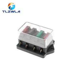Conversions Tech 4 Way 4/6/8/12 Way Car Fuse Box Car Fuse Holder Car Truck Auto Blade Fuse Box with 4/6/8/12 Fuses for 12V 24V ATO Standard Circuit