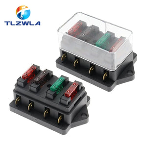 Conversions Tech 4/6/8/12 Way Car Fuse Box Car Fuse Holder Car Truck Auto Blade Fuse Box with 4/6/8/12 Fuses for 12V 24V ATO Standard Circuit