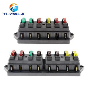 Conversions Tech 4/6/8/12 Way Car Fuse Box Car Fuse Holder Car Truck Auto Blade Fuse Box with 4/6/8/12 Fuses for 12V 24V ATO Standard Circuit