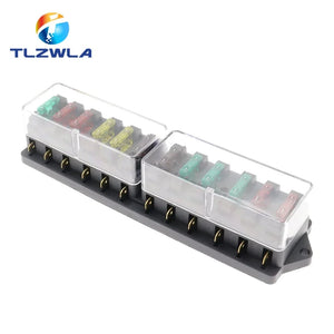 Conversions Tech 12 Way 4/6/8/12 Way Car Fuse Box Car Fuse Holder Car Truck Auto Blade Fuse Box with 4/6/8/12 Fuses for 12V 24V ATO Standard Circuit