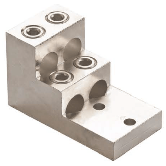 Conversions Technology Aluminum Panel Board Connector | 4 Barrel | 2 Hole Mount | Electro-Tin Plated