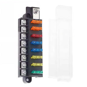 Conversions Tech 32V DC / 100A ATO / ATC 8 Way Blade Panel Mount Car Boat 12V Fuse Block Cover Fuses Holder Circuit Breaker for RV Marine