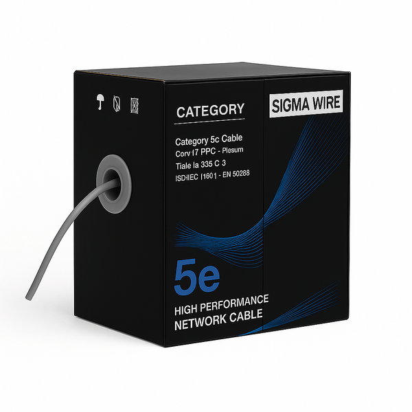 Sigma Wire & Cable Bulk Cat5e Cat5e CMP 1000ft Box | Gray | Bare Copper | Plenum | Ethernet Cable