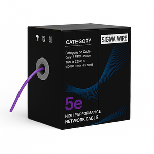 Sigma Wire & Cable Bulk Cat5e Cat5e CMP 1000ft Box | Purple | Bare Copper | Plenum | Ethernet Cable