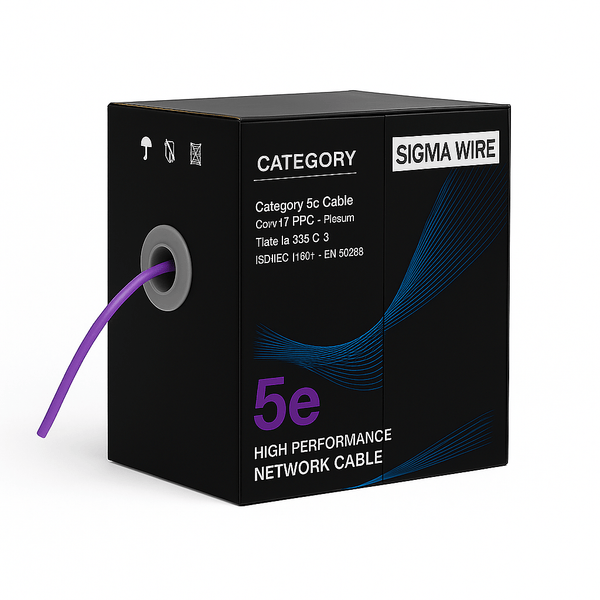 Sigma Wire & Cable Bulk Cat5e Cat5e CMP 1000ft Box | Purple | Bare Copper | Plenum | Ethernet Cable