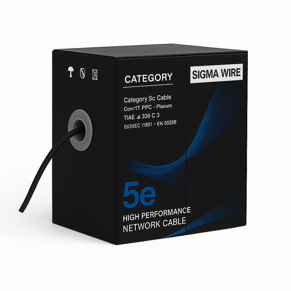 Sigma Wire & Cable Bulk Cat5e Cat5e CMR 1000ft Box | Black | Bare Copper | Riser | Ethernet Cable