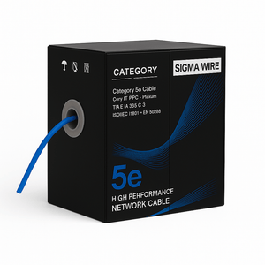 Sigma Wire & Cable Bulk Cat5e Cat5e CMR 1000ft Box | Blue | Bare Copper | Riser | Ethernet Cable