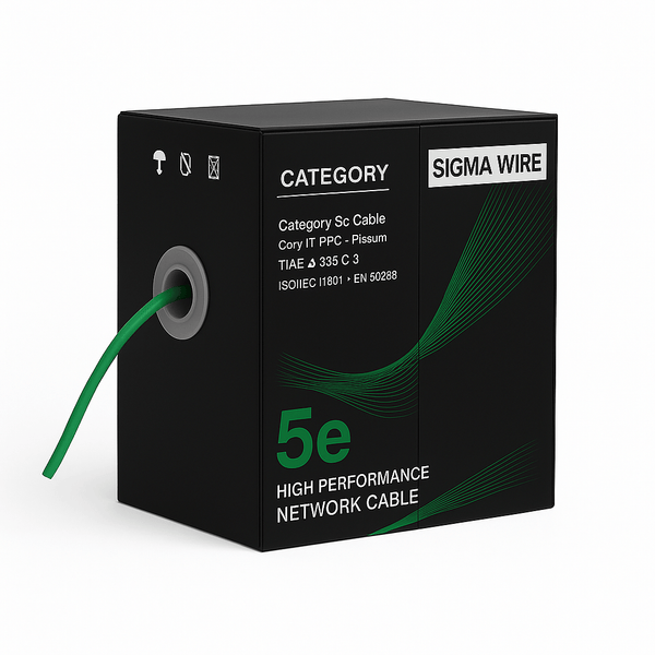 Sigma Wire & Cable Bulk Cat5e Cat5e CMR 1000ft Box | Green | Bare Copper | Riser | Ethernet Cable