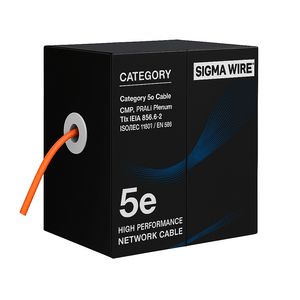 Sigma Wire & Cable Bulk Cat5e Cat5e CMR 1000ft Box | Orange | Bare Copper | Riser | Ethernet Cable
