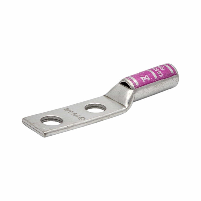 Conversions Technology Copper Long Barrel Two Hole Compression Lugs 1/0 AWG 3/8-inch Bolt Size