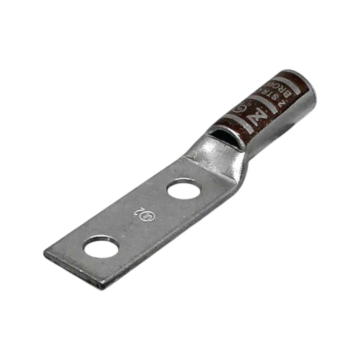 Conversions Technology Copper Long Barrel Two Hole Compression Lugs 2 AWG 3/8-inch Bolt Size