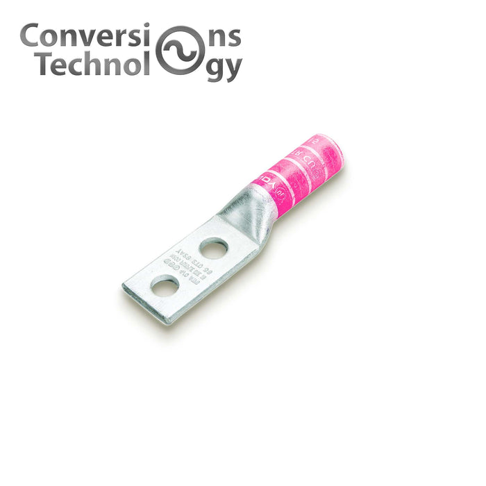 Conversions Technology Copper Short Barrel Two Hole Compression Lugs 1/0 AWG 1/4-inch Bolt Size