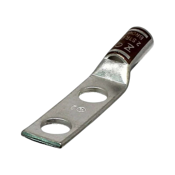 Conversions Technology Copper Short Barrel Two Hole Compression Lugs 2 AWG 1/4-inch Bolt Size