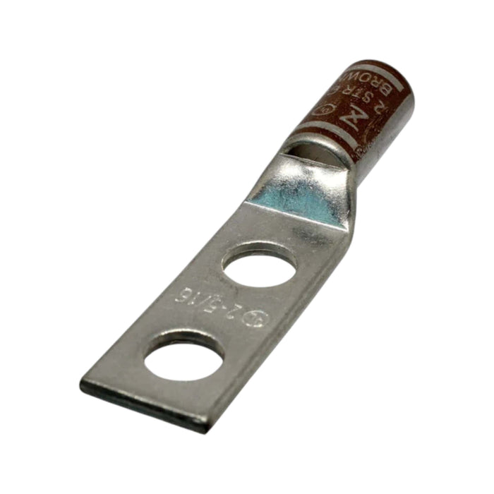 Conversions Technology Copper Short Barrel Two Hole Compression Lugs 2 AWG 5/16-inch Bolt Size