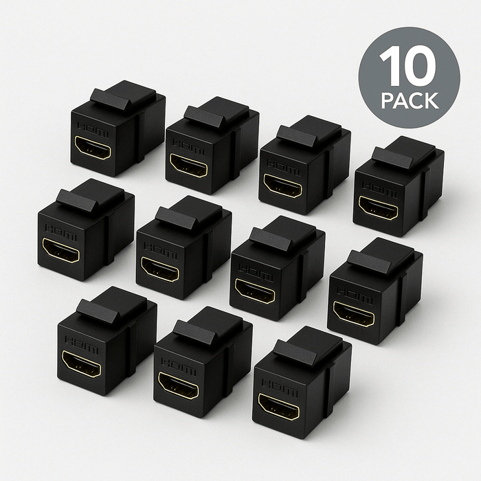 Conversions Technology Keystone Keystone Insert | HDMI Coupler Jack, Black 10 Pack