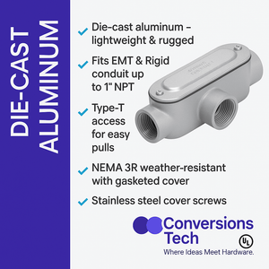 Conversions Tech Rigid Conduit Body TSeries 1-¼" UL Threaded