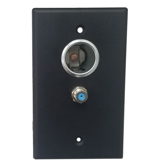 Conversions Technology wall plates & covers 12 Volt Universal Outlet Wall Plate with F Connector | Black