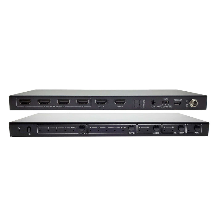 Conversions Technology Audio Video Matrix 4x2 HDMI 2.0 Matrix Switcher with Audio Extractor/Scale/ARC/EDID
