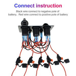 Conversions Technology 0 Boat Switch Panel Car Switch Panel Waterproof Digital Voltmeter Dual USB Port 12V Outlet Combination Marine LED Rocker 5 Gang