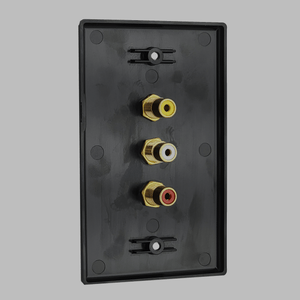 Conversions Technology Wall Plates RCA Wall Plate | Black | 3 RCA wallplate
