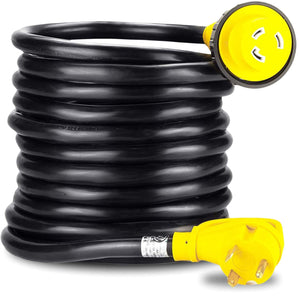 Conversions Technology RV Marine | Trailer Extension Cord 30 Amp Male with Grip Handle to 30Amp Female with Twist Lock Connector, 25Feet, 125V/250V