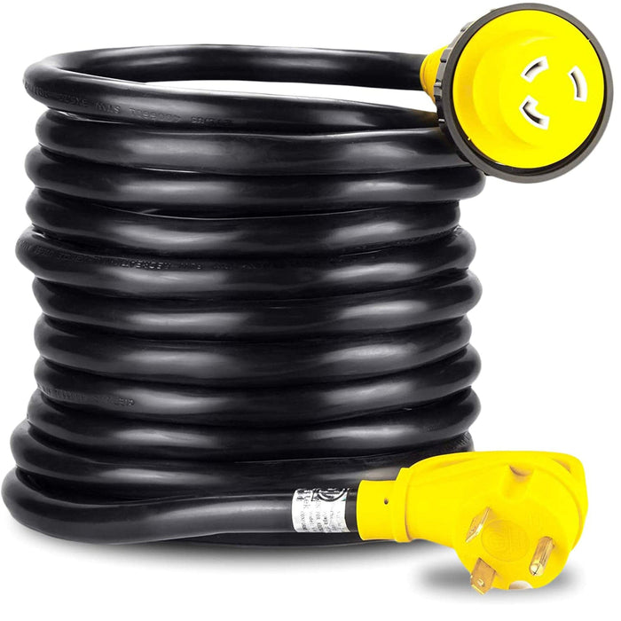 Conversions Technology RV Marine | Trailer Extension Cord 30 Amp Male with Grip Handle to 30Amp Female with Twist Lock Connector, 30 Feet, 125V/250V