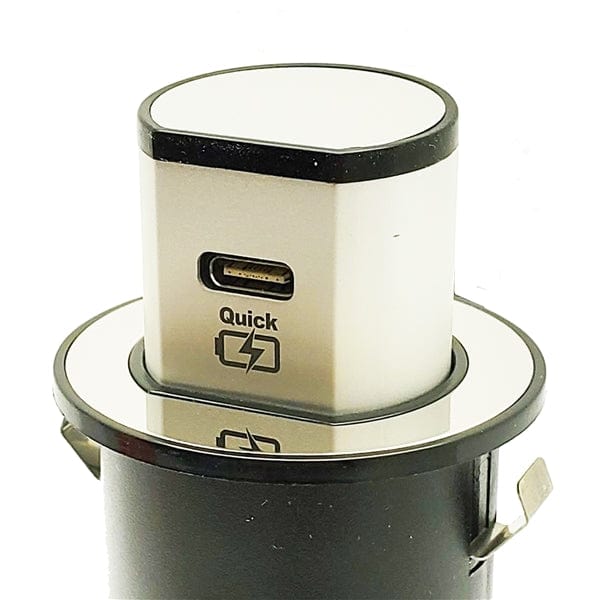 Theta® Power Products Theta® | Polished Chrome Quick Charge Type-C USB Pop-Up Power; 1 1/2" Round, Brushed Nickel