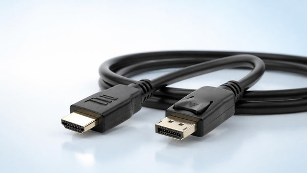 Black HDMI and DisplayPort cables with connectors | Conversions Tech