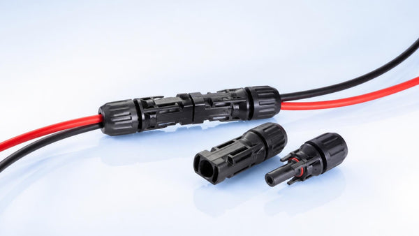 MC4 solar connectors on red and black PV cable | Conversions Tech