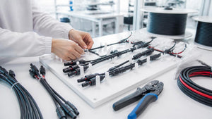 Custom cable harness assembly on a production bench | Conversions Tech