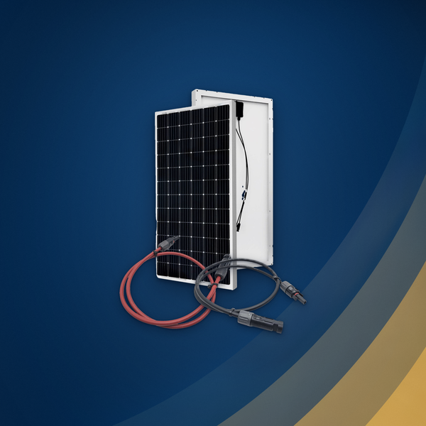 Solar products: solar panel with red and black MC4 jumper cables