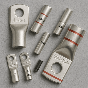 Two-hole copper compression lugs