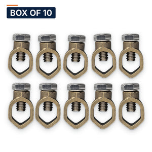 Conversions Tech Electrical > Grounding & Bonding > Ground Clamps Box of 10 ($3.09 ea) 1/2 in. Bronze Ground Rod Clamp, Direct Burial | UL 467 | 662-GRC050