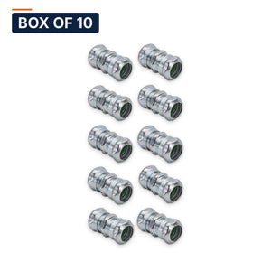 Conversions Tech Electrical > Conduit Fittings > EMT Couplings Box of 10 ($0.89 ea) 1/2 in. EMT Compression Coupling, Steel | UL 514B | 3105-0012