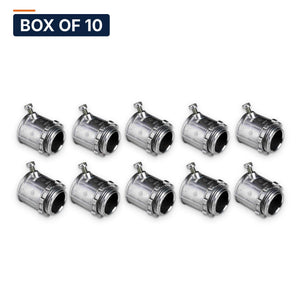 Conversions Tech Electrical > Conduit Fittings > EMT Connectors Box of 10 ($3.30 ea) 1/2 in. EMT to Flex Set-Screw Connector, Steel | UL 514B | 3117-0012
