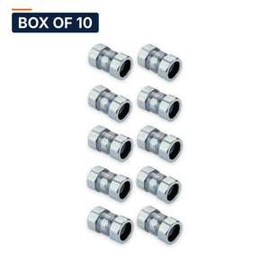 Conversions Tech Electrical > Conduit Fittings > EMT Couplings Box of 10 ($2.40 ea) 1/2 in. Rigid Compression Coupling, Threadless, Steel | UL 514B | RTC-50