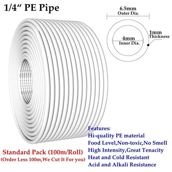 Conversions Tech 1l4 Inch Pipe / 10m(33ft) 1/4" 3/8" PE Pipe Food Grade Water Purifier Pipe Hi-quality Soft Tube Aquarium Flexible Hose Reverse Osmosis Water Pipe