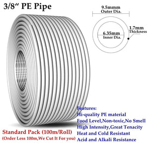 Conversions Tech 3l8 Inch Pipe / 10m(33ft) 1/4" 3/8" PE Pipe Food Grade Water Purifier Pipe Hi-quality Soft Tube Aquarium Flexible Hose Reverse Osmosis Water Pipe