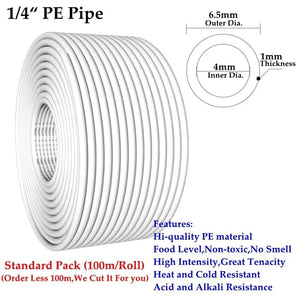 Conversions Tech 1l4 Inch Pipe / 10m(33ft) 1/4" 3/8" PE Pipe Food Grade Water Purifier Pipe Hi-quality Soft Tube Aquarium Flexible Hose Reverse Osmosis Water Pipe