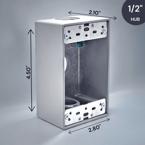 Conversions Technology weatherproof boxes 1 Gang weatherproof Grey box with (3) 1/2" threaded outlets