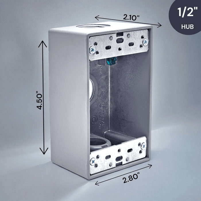Conversions Technology weatherproof boxes 1 Gang weatherproof Grey box with (3) 1/2" threaded outlets