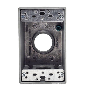 Conversions Technology weatherproof boxes 1 Gang weatherproof Grey box with (3) 1/2" threaded outlets Deep