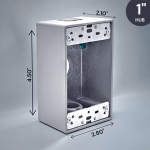 Conversions Technology weatherproof boxes 1 Gang weatherproof Grey box with (3) 1" threaded outlets