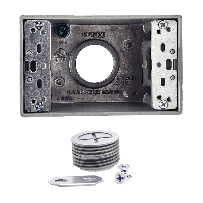 Conversions Technology weatherproof boxes 1 Gang weatherproof Grey box with (3) 1" threaded outlets Deep