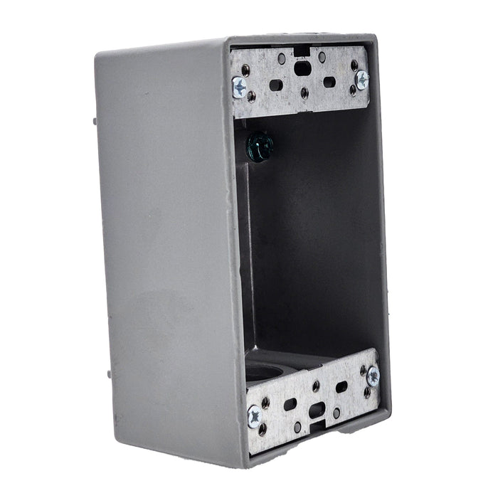 Conversions Technology weatherproof boxes 1 Gang weatherproof Grey box with (3) 1" threaded outlets Deep